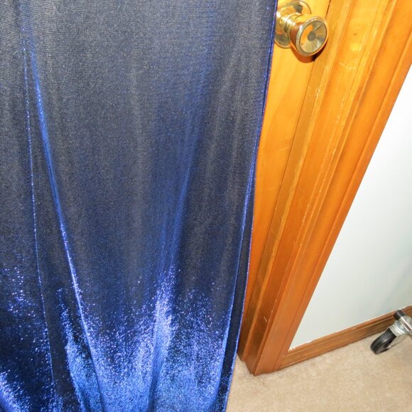 Betsy & Adam by Jaslene Metallic Navy Blue Lined Maxi Sleeveless Size 14W - Picture 3 of 9